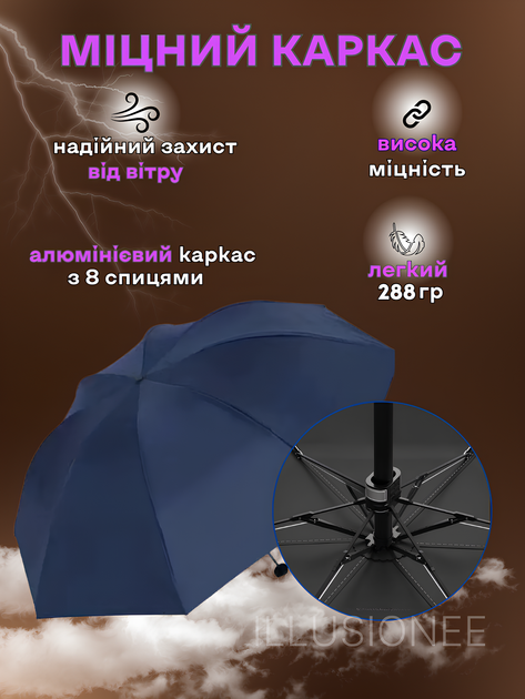 Парасолька міні 3DTOYSLAMP 8 спиць в чохлі складаний компактний сонцезахисний вітрозахисний з міцним механізмом антивітер чоловічий жіночий стильний автоматичний зручний для сумки дощу подорожей прогулянок дорожній повсякденний блакитна - зображення 7