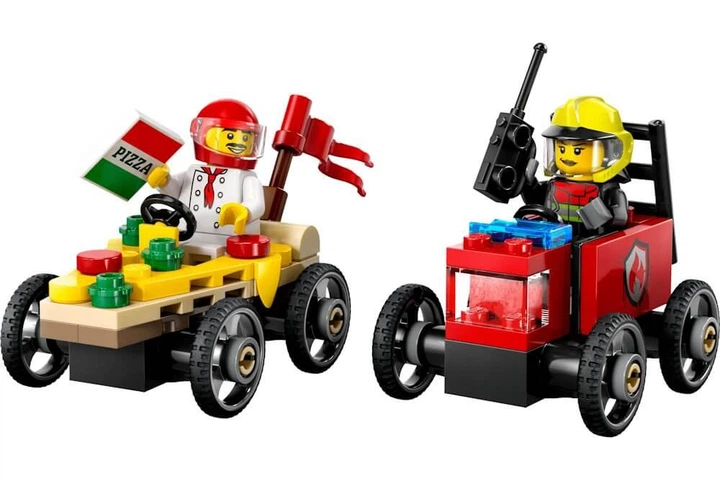 Конструктор LEGO City «Пицца-авто против пожарной машины» Набор гонок 70 деталей (60458) - Фото 4 Конструктор LEGO City «Пицца-авто против пожарной машины» Набор гонок 70 деталей (60458) - изображение 4