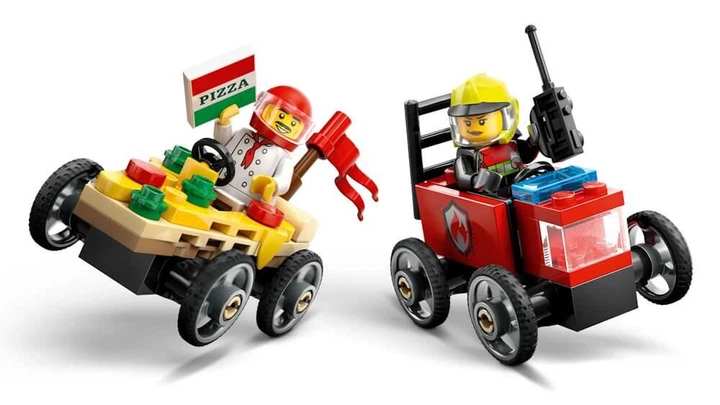 Конструктор LEGO City «Пицца-авто против пожарной машины» Набор гонок 70 деталей (60458) - Фото 5 Конструктор LEGO City «Пицца-авто против пожарной машины» Набор гонок 70 деталей (60458) - изображение 5
