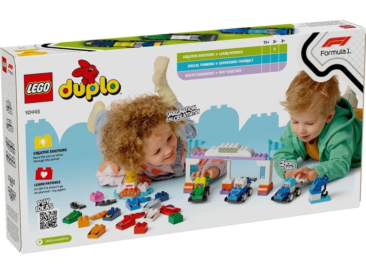 Конструктор LEGO DUPLO Автомобили для гонки и пилоты команд Формулы-1, 70 деталей (10445) - Фото 2 Конструктор LEGO DUPLO Автомобили для гонки и пилоты команд Формулы-1, 70 деталей (10445) - изображение 2