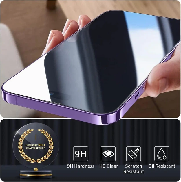 Защитное стекло SmartDevil для iPhone 14 Pro Max (3 шт)- глянцевое, без отпечатков, 9H прочность, легкая установка - изображение 4