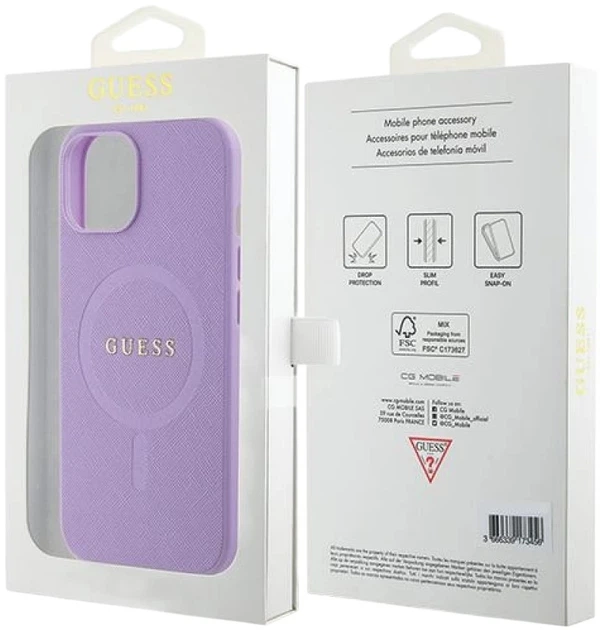 Панель Guess Saffiano MagSafe для Apple iPhone 15 Plus/14 Plus Purple (3666339155919) - зображення 8