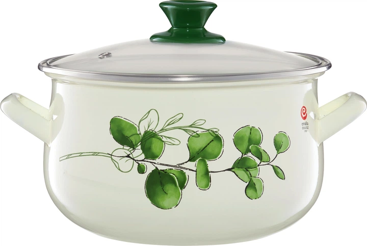 Каструля Emalia Olkusz Eukaliptus емальована з кришкою Біло-зелена 22 см 5.7 л (5904134230249) - зображення 2