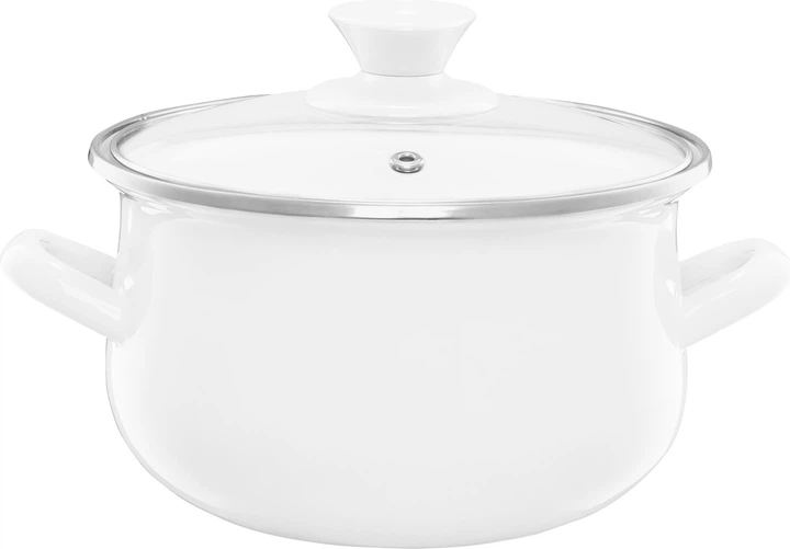 Каструля Emalia Olkusz Pyza емальована з кришкою Біла 16 см 2 л (5904134611093) - зображення 1