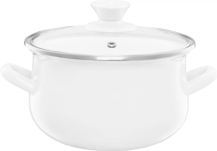 Каструля Emalia Olkusz Pyza емальована з кришкою Біла 20 см 3.8 л (5904134611116) - зображення 1