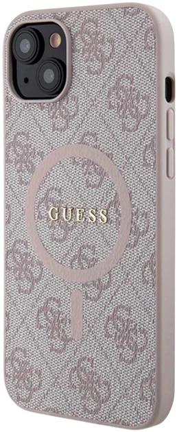 Панель Guess 4G Collection Leather Metal Logo MagSafe для Apple iPhone 15/14/13 Pink (3666339226749) - зображення 3