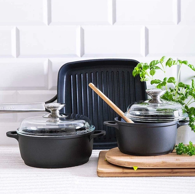 Каструля Ambition Taurus з кришкою Графітова 28 см 6.5 л (5904134841049) - зображення 3