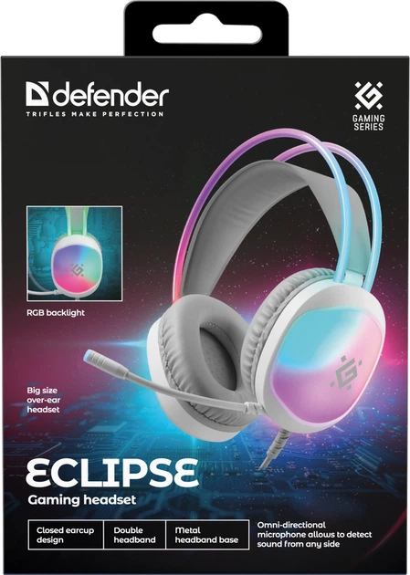 Наушники Defender Eclipse RGB White (4745091890722) - Фото 12 Наушники Defender Eclipse RGB White (4745091890722) - изображение 12
