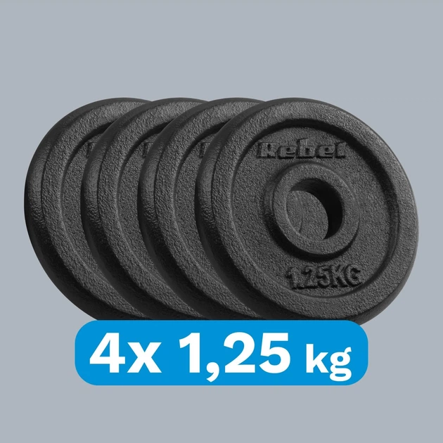 Набір дисків Rebel Active RBA-2126 гумові 4 x 1.25 кг (5901890106139) - зображення 4