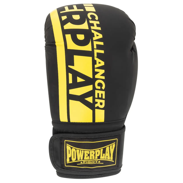 Рукавички боксерські PowerPlay 3086 Matt Challenger розмір 12 унцій, чорно-жовті - Фото 3 Рукавички боксерські PowerPlay 3086 Matt Challenger розмір 12 унцій, чорно-жовті - изображение 3