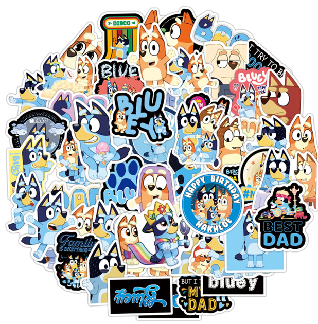 Набір наклейок Bluey Блуї мультфільм Бінго стікери 50 штук стікерпак стікербомбінг на авто телефон ноутбук самокат гаджети (SVS) - зображення 5
