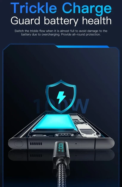 Кабель зарядки USB - Type C Essager 100W 2м с дисплеем (EXCT-XYA01-P) - Фото 2 Кабель зарядки USB - Type C Essager 100W 2м с дисплеем (EXCT-XYA01-P) - изображение 2