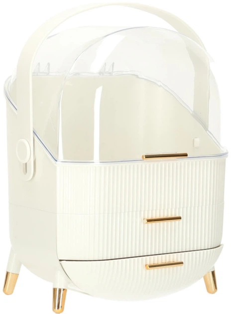 Organizer na kosmetyki Ikonka z przezroczystą pokrywką biały (5903039766846) - obraz 1