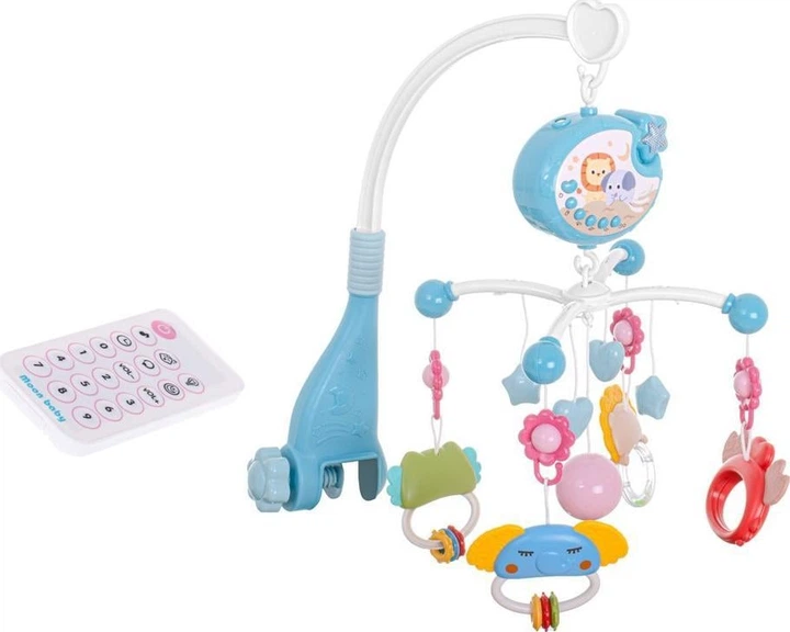 Мобіль на ліжечко Ikonka Проєктор Зірок з пультом керування блакитний (5903039728783) - зображення 3