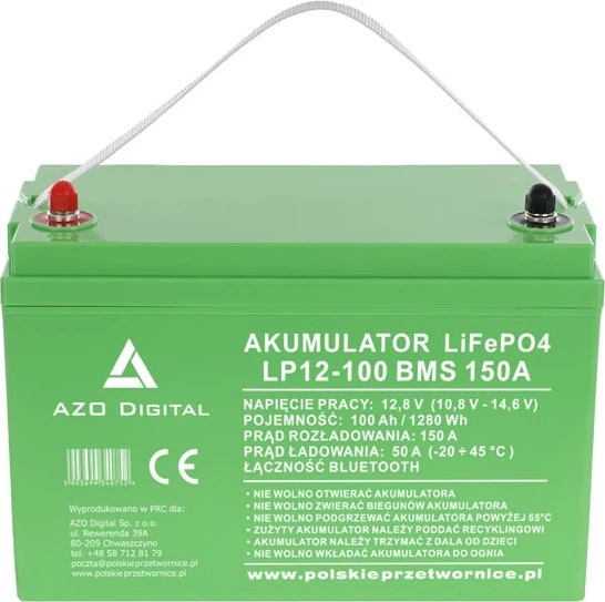 Акумуляторна батарея AZO Digital LiFePO4 LP12-100 12.8V 100Ah Bluetooth (AZO00D1335) - зображення 1