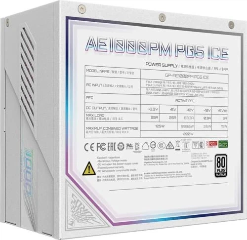 Блок питания 1000 Вт, Gigabyte AORUS ELITE P1000W, White (GP-AE1000PM PG5 ICE) - изображение 6
