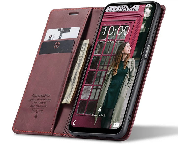 Чехол-книжка CaseMe из нубука для Samsung M33 Бордовый - изображение 4