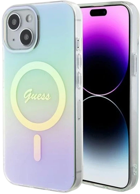 Панель Guess IML Iridescent MagSafe для Apple iPhone 15/14/13 Turquoise (3666339154929) - зображення 1