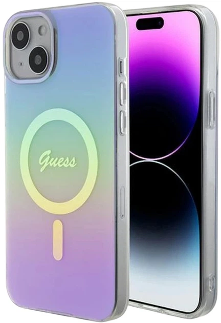 Панель Guess IML Iridescent MagSafe для Apple iPhone 15/14/13 Purple (3666339154783) - зображення 1