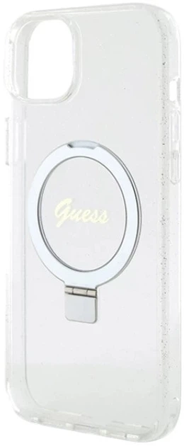 Etui plecki Guess Ring Stand Script Glitter MagSafe do Apple iPhone 15/14/13 Transparent (3666339156602) - obraz 6