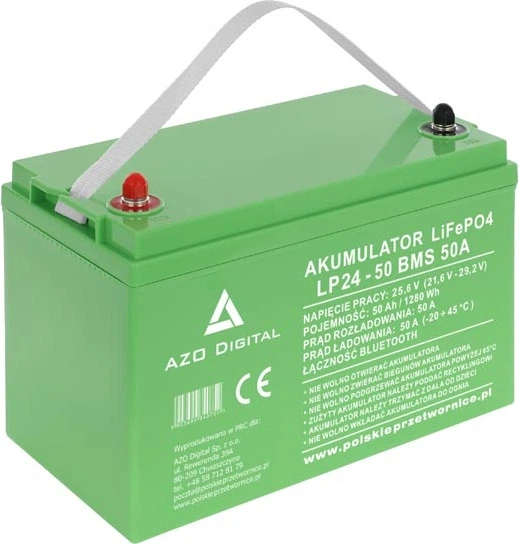 Акумуляторна батарея AZO Digital LiFePO4 LP24-50 25.6V 50Ah Bluetooth (AZO00D1377) - зображення 2