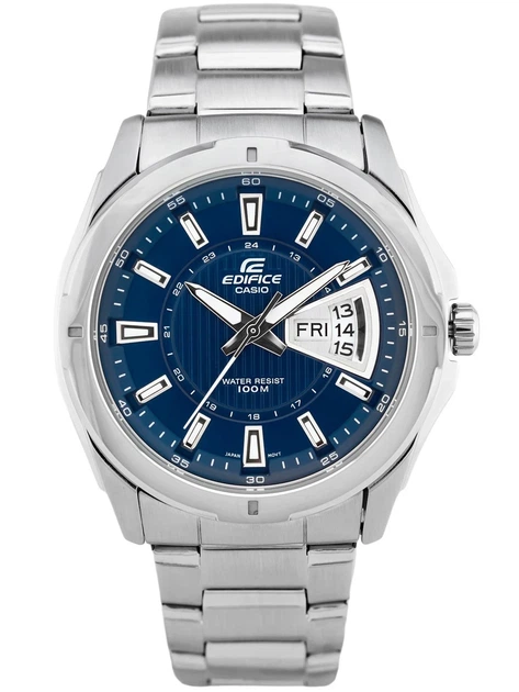 Мужские часы Casio Edifice EF-129D-2AVEF — синий циферблат, сталь, день и дата, водозащита 100 м - Фото 1 Мужские часы Casio Edifice EF-129D-2AVEF — синий циферблат, сталь, день и дата, водозащита 100 м - изображение 1