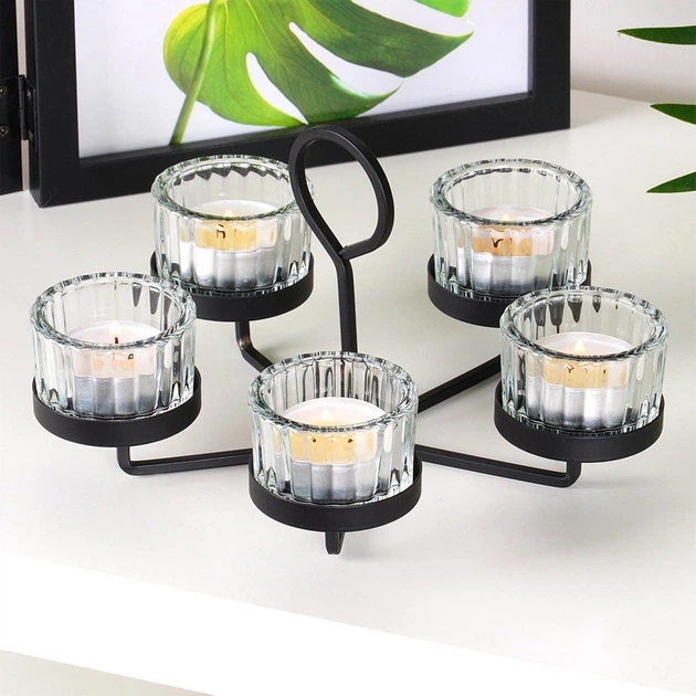 Świecznik Home & Styling Collection ze szklanymi wkładami na 5 świeczek 21x21x12 cm (8721037104951) - obraz 5