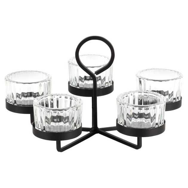 Świecznik Home & Styling Collection ze szklanymi wkładami na 5 świeczek 21x21x12 cm (8721037104951) - obraz 6