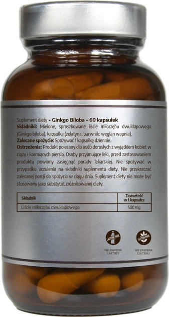 Дієтична добавка MedFuture Pureline Nutrition Гінкго білоба 500 мг 60 капсул (5907589311587) - зображення 2