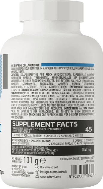 Suplement diety OstroVit Marine Collagen 2040 90 kapsułek (5903933913667) - obraz 2