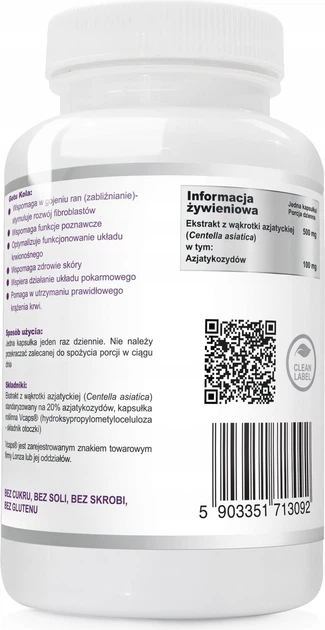 Suplement diety Wish Pharmaceutical Gotu Kola Extract 500 mg 60 kapsułek (5903351713092) - obraz 2