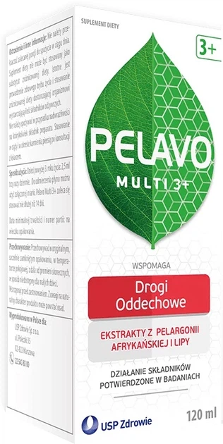 Дієтична добавка USP Zdrowie Pelavo Multi 3+ Сироп з малиновим смаком 120 мл (5907377133940) - зображення 1