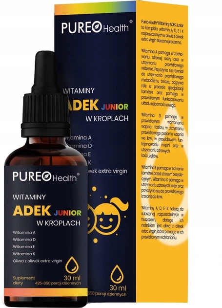 Suplement diety Pureo Health Witaminy ADEK Junior w kroplach 30 ml (5907637934409) - obraz 1
