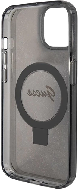 Etui plecki Guess Ring Stand Script Glitter MagSafe do Apple iPhone 15/14/13 Black (3666339156329) - obraz 7