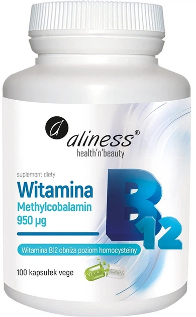 Suplement diety Aliness Witamina B12 Methylcobalamin 950 µg 100 kapsułek (5903242581212) - obraz 1