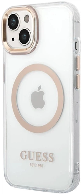 Панель Guess Metal Outline Magsafe для Apple iPhone 15/14/13 Transparent/Gold (3666339196899) - зображення 2
