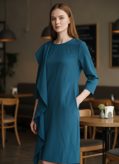 Платье inDresser XS Темно-бирюзовый (IN-900902-Dark-turquoise) - Фото 3 Платье inDresser XS Темно-бирюзовый (IN-900902-Dark-turquoise) - изображение 3