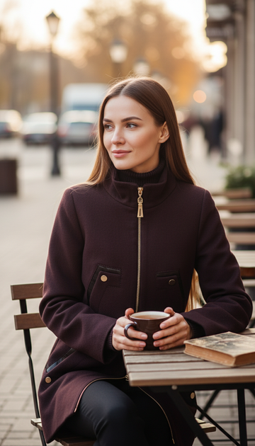 Пальто VOLANGE 42 Коричневый (DS-0923-Dark-brown) - изображение 6