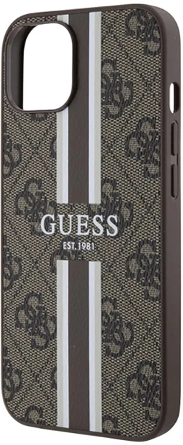 Панель Guess 4G Printed Stripes MagSafe для Apple iPhone 15/14/13 Brown (3666339203443) - зображення 4
