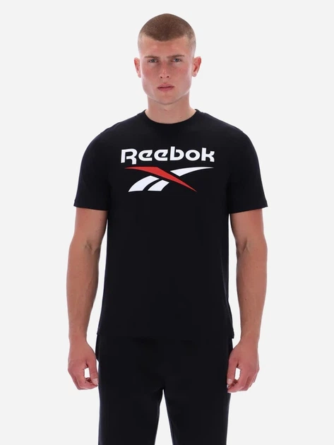 Футболка бавовняна довга чоловіча Reebok Bruno Big Logo Crew Neck Ss 100240887 2XL Чорна (1200175735526) - зображення 1