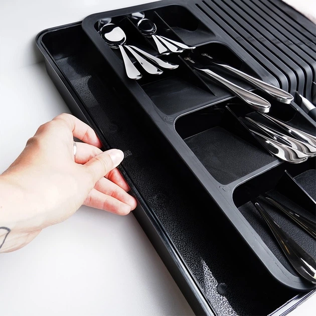 Органайзер для столових приборів у шухляду Vilde розсувний Чорний 40 x 31 см (5904316477288) - зображення 4