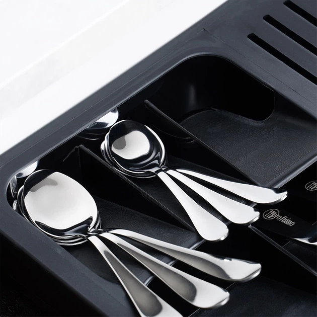 Органайзер для столових приборів у шухляду Vilde розсувний Чорний 40 x 31 см (5904316477288) - зображення 7