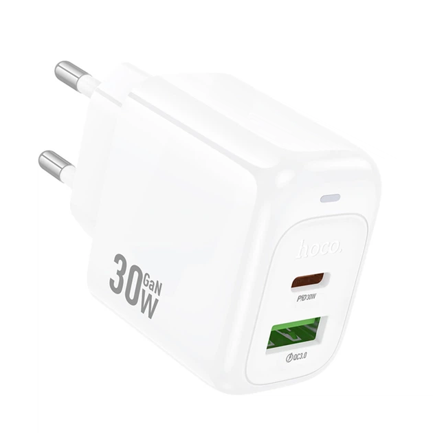 Мережевий зарядний пристрій HOCO CS55A Surplus PD30W+QC3.0 charger White (6942007631549) - Фото 5 Мережевий зарядний пристрій HOCO CS55A Surplus PD30W+QC3.0 charger White (6942007631549) - изображение 5