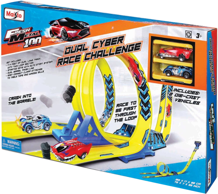 Автотрек Maisto Fresh Metal 100 Cyber Dual Race Challenge MST12459 (90159124597) - зображення 5