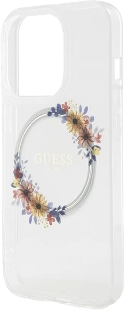 Etui plecki Guess IML Flowers Wreatch MagSafe do Apple iPhone 15 Pro Max Transperent (3666339221737) - obraz 6