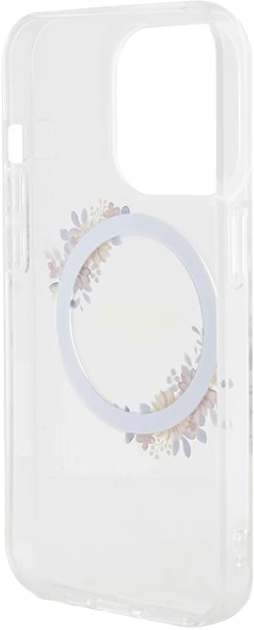 Etui plecki Guess IML Flowers Wreatch MagSafe do Apple iPhone 15 Pro Max Transperent (3666339221737) - obraz 7