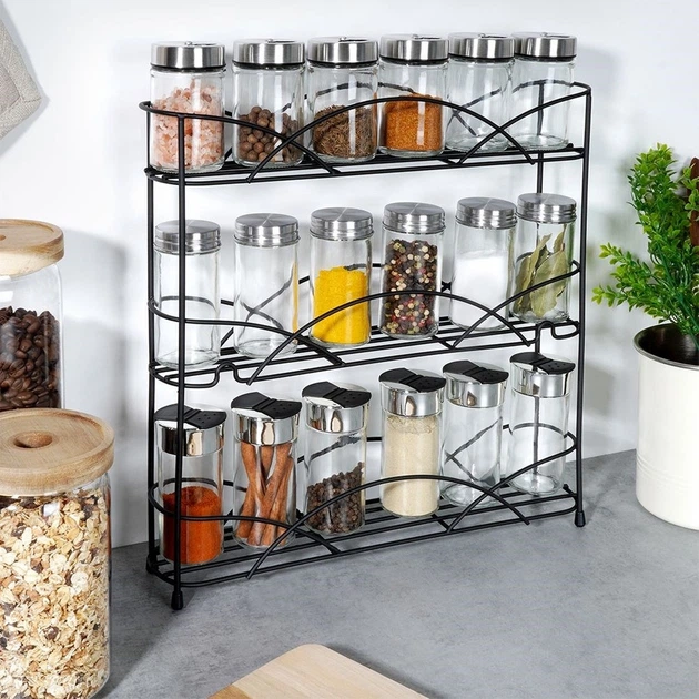 Półka na przyprawy Vilde metalowa czarna 33.5 x 6.5 x 33.5 cm (5904316454500) - obraz 7