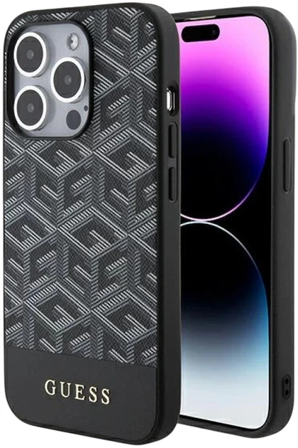 Etui plecki Guess GCube Stripes MagSafe do Apple iPhone 15 Pro Max Black (3666339194734) - obraz 1
