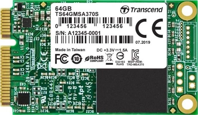 Dysk SSD Transcend 370S 64GB mSATA SATAIII MLC NAND flash (TS64GMSA370S) - obraz 1