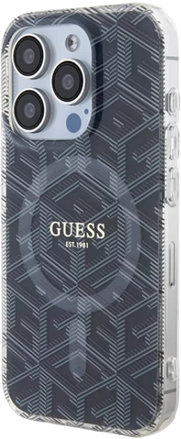 Etui plecki Guess IML GCube MagSafe do Apple iPhone 15 Pro Max Black (3666339221874) - obraz 3